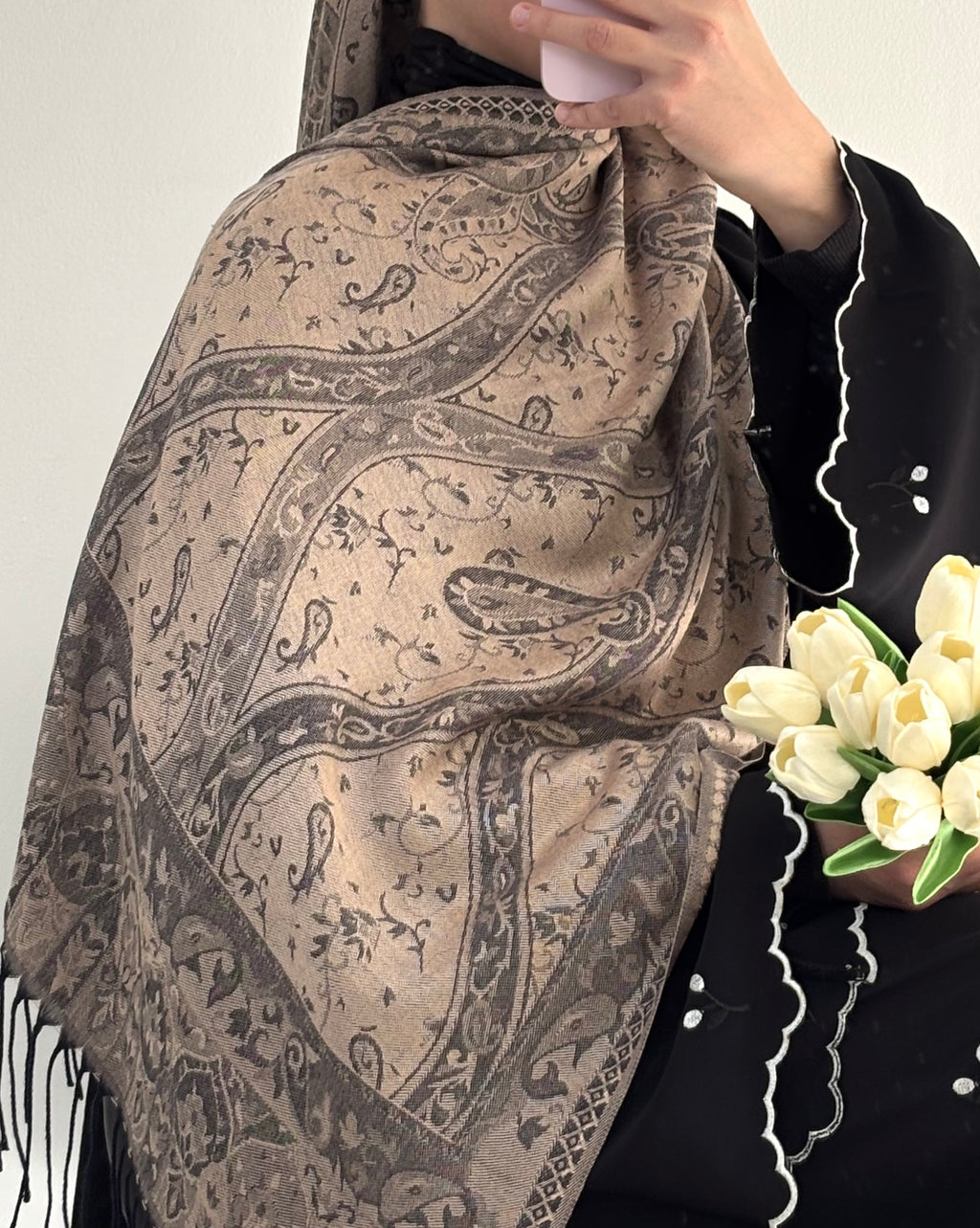 PASHMINA - noir / beige