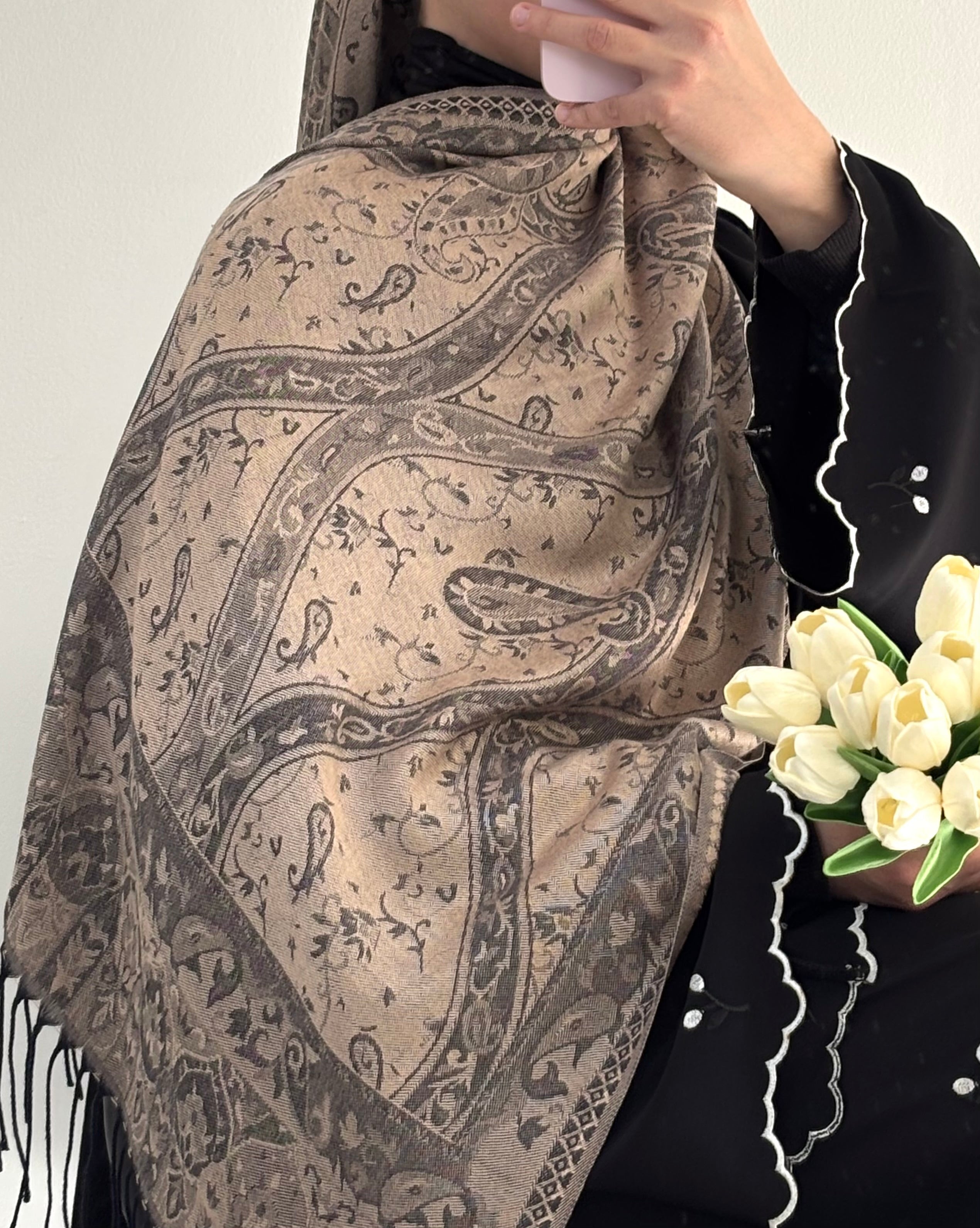PASHMINA - noir / beige